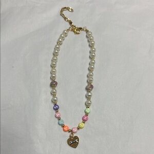 Colorful Beaded Necklace with Heart Charm For personalized‎ handmade pets